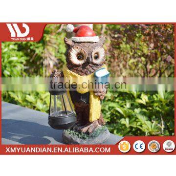 Made In China Art Work Owl Resin Craft Outdoor Light Solar Lighting