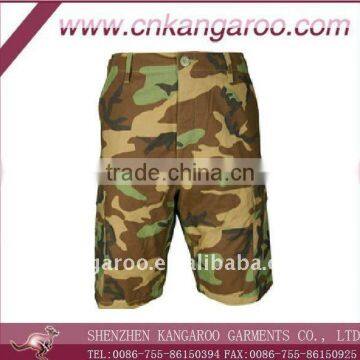 Polyester/Cotton Ripstop army woodland camo BDU Shorts