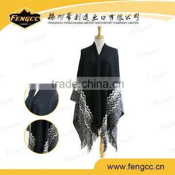 High Quality Fashion Design Women Cashmere Knit Ponchos Sweater photo-3