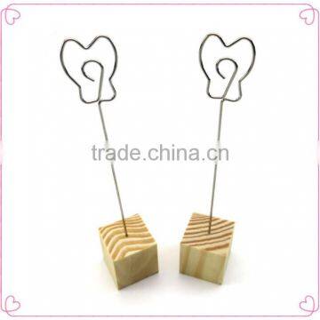 Popular wooden base fish shape metal wire memo clips