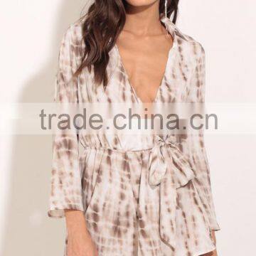 tie dye color wrap rompers new fashion jumpsuit playsuits for women