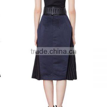 2015 Autumn Garment Direct Manufacturer Latest Fashion Unigue Design European Style Lady Long Pleated Skirt photo-3
