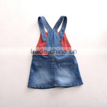 Polka Dot Belt Cartoon Cat Denim Dress photo-2