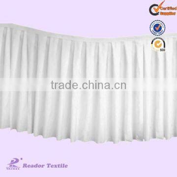 17' white polyester table skirting designs for wedding