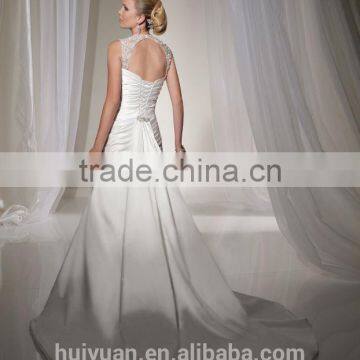Sexy Detachable Strap Satin Beaded Ball Gown Real Sample Wedding Dress photo-2