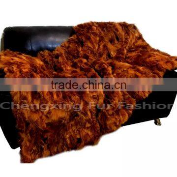 CX-D-87A Real Fur Patchwork Fox Real Fur Throw Blanket