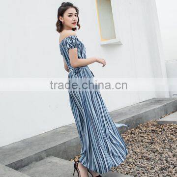 Maxnegio Beach Wear Striped Maxi Gril Casual Dress photo-3