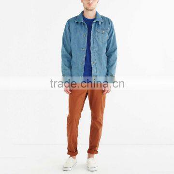 Blue Washed Custom Denim Jacket Men Old Style With Buttons photo-4