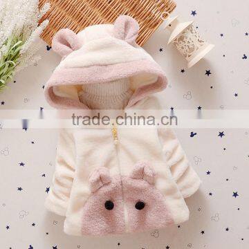 Fashion Cute Design Infant Overcoat Coral Fleece Cartoon Baby Coat With Hood photo-3