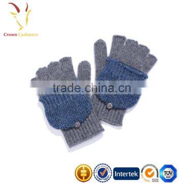 Custom Wool Cashmere Knit Fingerless Mittens Gloves