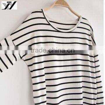 White Breton Striped Slouchy Oversized Tee T-shirt Long Top photo-4
