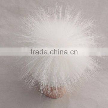 Myfur Kids Hat Pure White Genuine Fur Pom Pom Crochet Winter Knitting Hat