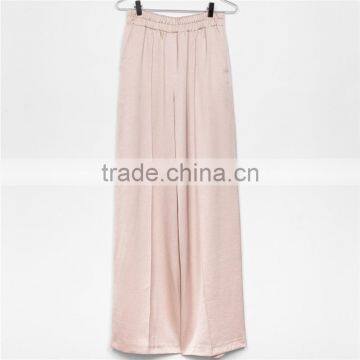 Casual Loose Wide Leg Tall Sateen Pink Slacks Pink Dress Pants Womens photo-5