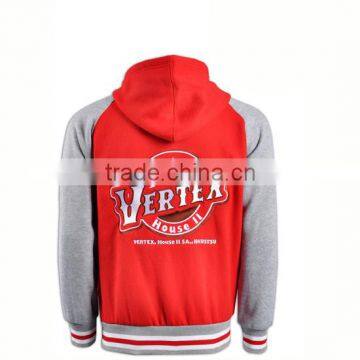 Custom Men's Cotton Hoodie Baseball Varsity Jacket With Colorful Design photo-4