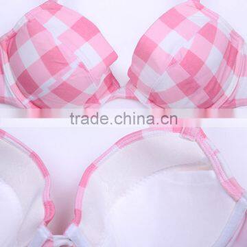 Sexy Nylon Material Mature Women Bikini Padded Bra Pink photo-4