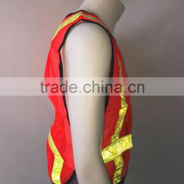 Hi Viz Orange Mesh PVC Reflective Tape Roadway Safety Vest for Canada