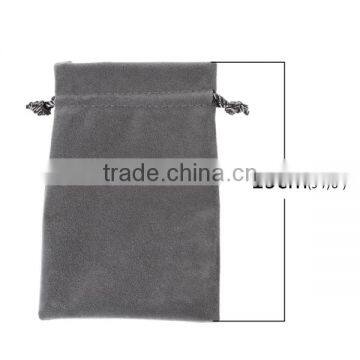 Velvet Jewelry Bags Drawstring Rectangle Taupe 15cm X10cm photo-2