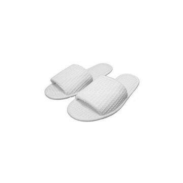 Hotel White Cotton Waffle Slippers