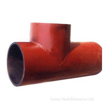 Ceramic lined composite pipe tee