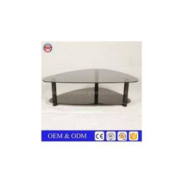 Irregular Shape Silkscreen Printing Black Enameled Tempered Glass Coffee Table Tops