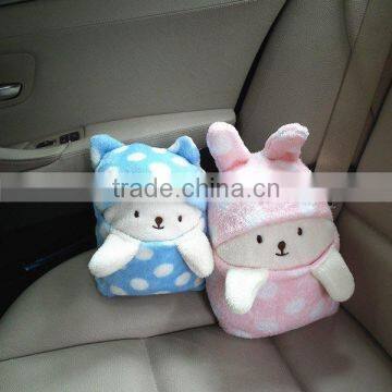 cheap foldable car travel plush animal pillow blanket airline blanket