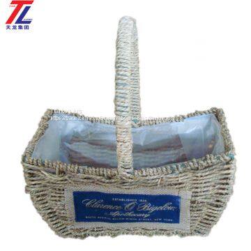 wholesale cheap grass braid stitched natural gift straw basket