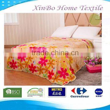 2015 New Extreme Luxury Style 100% Polyester Super Soft Dyed Thick Coral Flower Pattern Printed Fleece Blanket