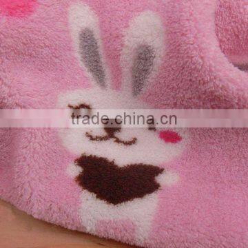 2013 New design printed coral fleece blanket,animal pattern coral fleece fabric, bunny printed coral fleece