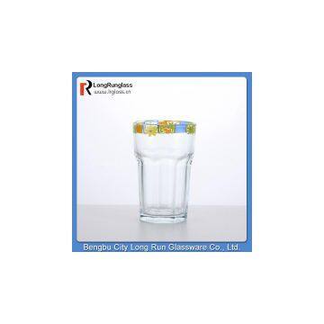 LongRun 11OZ colored rimmed water glass cups with high quanlity modern glassware