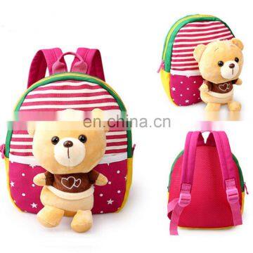 Fushcia Soft Felt Bear Baby Backpack Cartoon