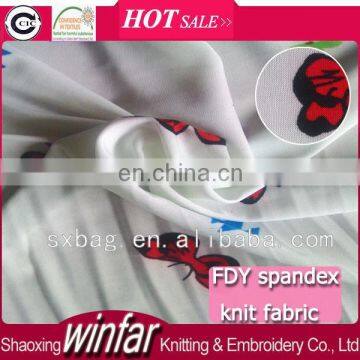Single Jersey Knitting FDY Spandex Print Fabric for Lady Dress Garment