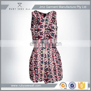 Adult One Piece Short Bodycon Jumpsuit With Aztec Print Custom New Design OEM Weholesale 2016