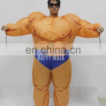 HI CE best selling cheap funny carnival adult costumes inflatable fat muscle man costume for sale