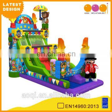 2017 AOQI newest design commercial use Festive circus inflatable high slide for kids