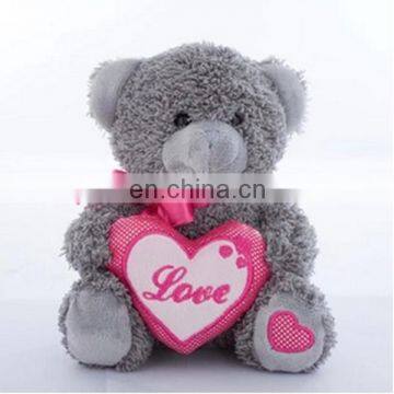 Grey teddy bear for valentine gift plush cute soft toy