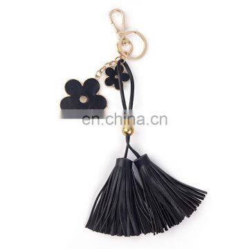 Creative Pendant Five Petal Flower PU Leather Fringed Keychain Bag Pendant Ornaments photo-4
