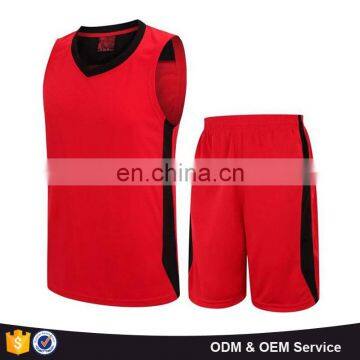 Custom dry fit blank color red basketball uniform design