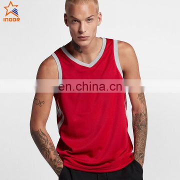 Customized logo printing uniform reversible men's basketball uniform