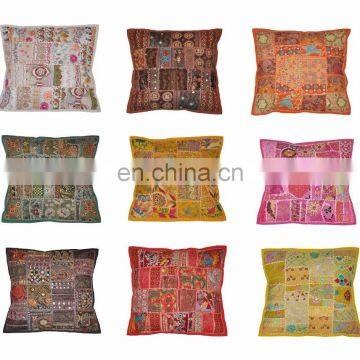 Patchwork Decor Pillow Cases Covers 16 Embroidered Ethnic decorative Vintage cases Indian Cushion Cover Embroidery art wholesale