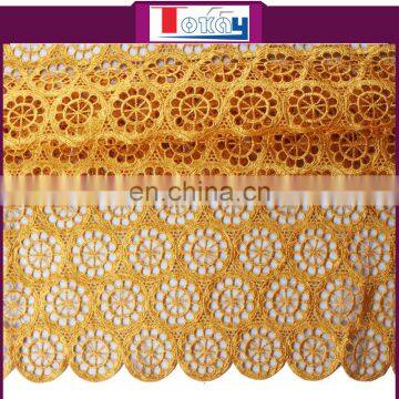 whole sale beatiful gold swiss guipure lace fabric