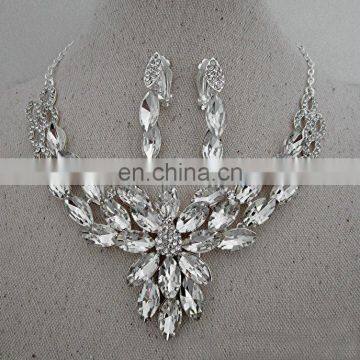 Luxurious Leaf crystal bridal wedding necklace+earrings+tiara jewelry sets jewelry wholesale china