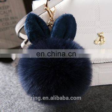 Fluffy Pom Pom Keyring Artificial Fur Rabbit Ear Fur Ball Keychain photo-5