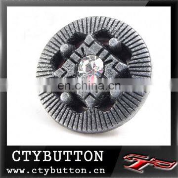 CTY-RH01 zinc alloy shank rhinestone buttons with the embossed logo