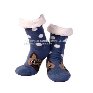 Cute Dotty Dog Cartoon Design Socks Fuzzy Fury Thick Sock For Winter