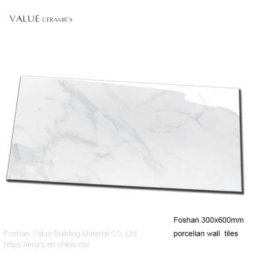 Foshan Porcelain low water absorption 300x600 white gloss wall tile