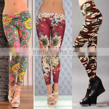 Women Sexy Floral Print High Elastic Skinny Leggings Milk Silk Slim Capris Pants Velvet Stylish Western Fashion Winter Legging P