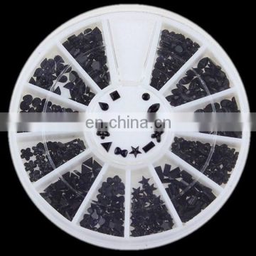 Black Flat Back Nail Rhinestones Resin 3D DIY Nail Art Decoration