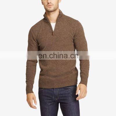 Men High Collar Half Zipper Cashmere Sweater Knitting Pattern