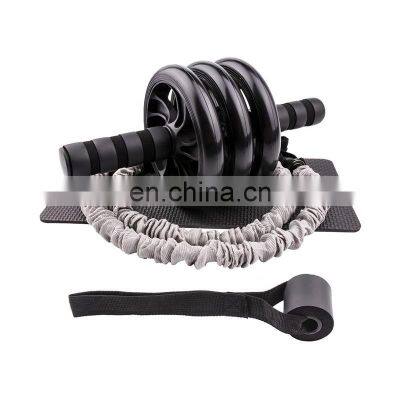 Customized Elastic Resistance Abdominal Strength Fitness Exercise Resistance Band Exercise Roller Wheel Kit with Knee Mat
