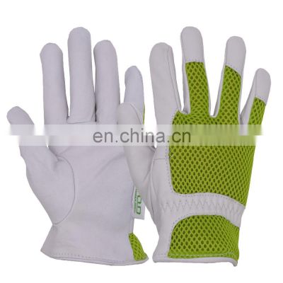 HDD female general purpose use mesh goatskin leather gardening gauntlet gloves